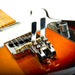 angled back view of t-bender bridge on guitar
