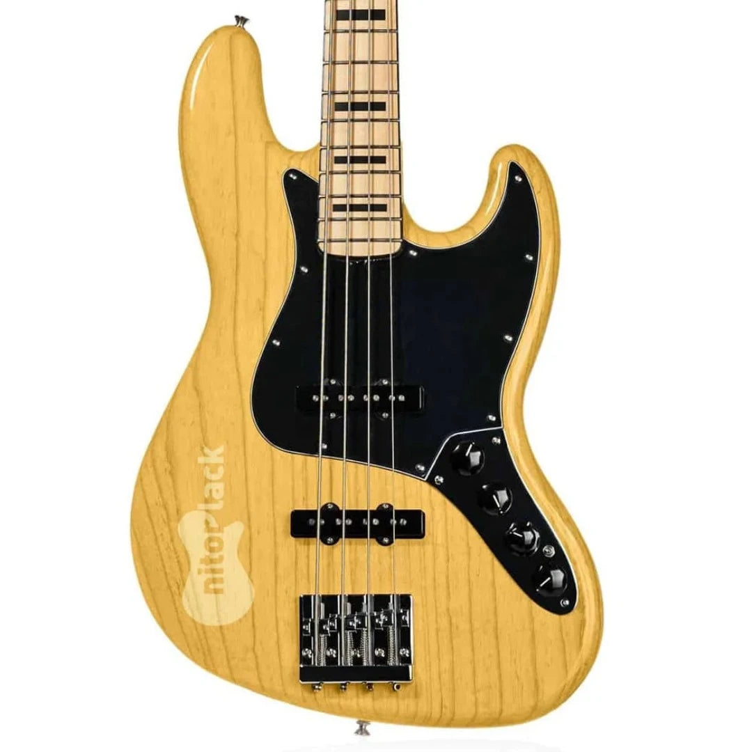 butterscotch blonde finish on Fender Jazz bass body
