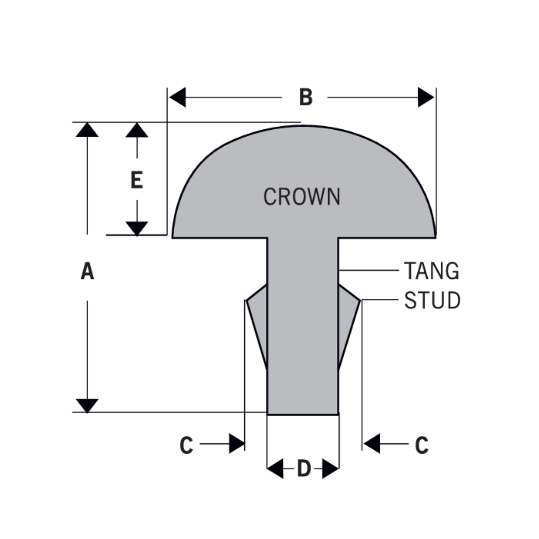 schematic for crown, tang, and stud