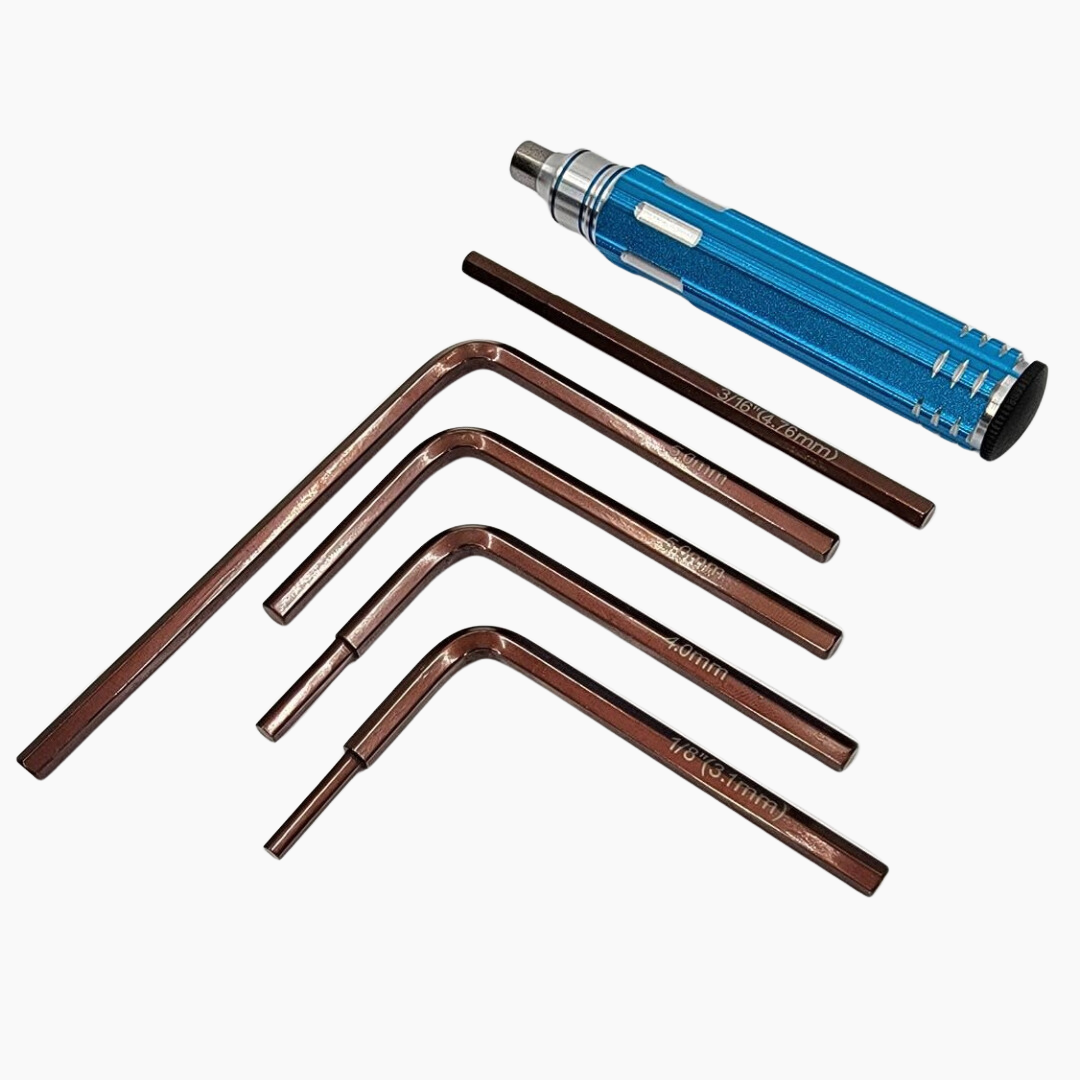 5 different sized hex screwdriver bits