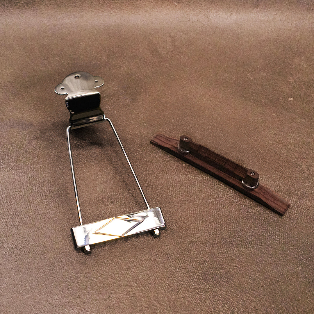 nickel tailpiece and rosewood bridge