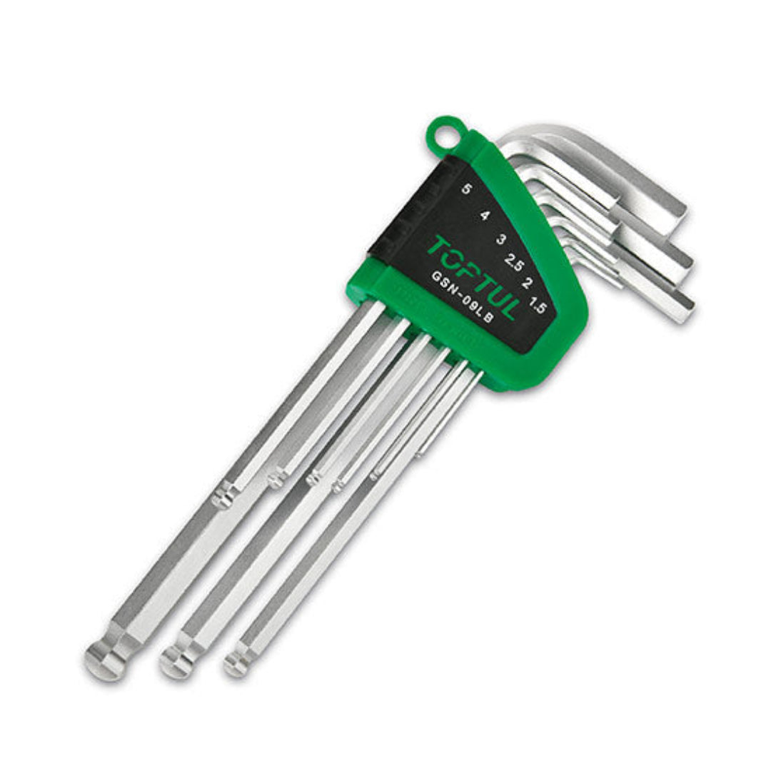 TOPTUL Ball End Long Hex Wrench Set, Metric