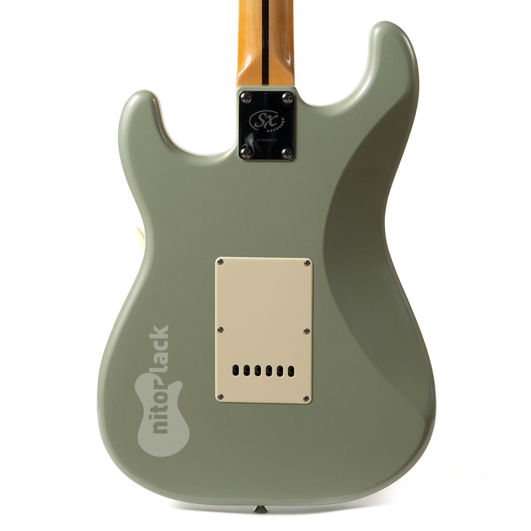 nitorlack sage green color sample, rear body view