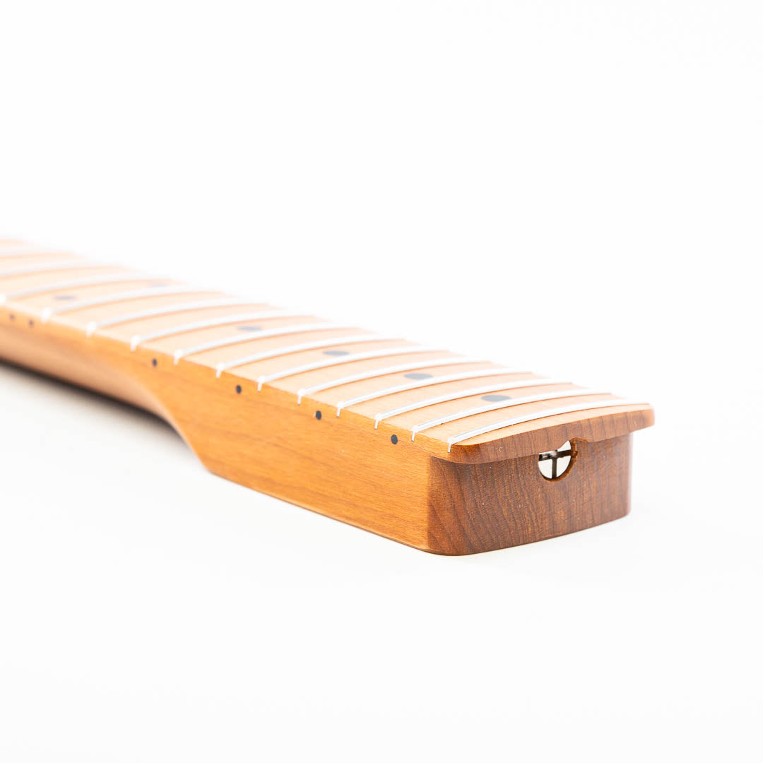 ap select layla roasted quartersawn maple neck angled heel view