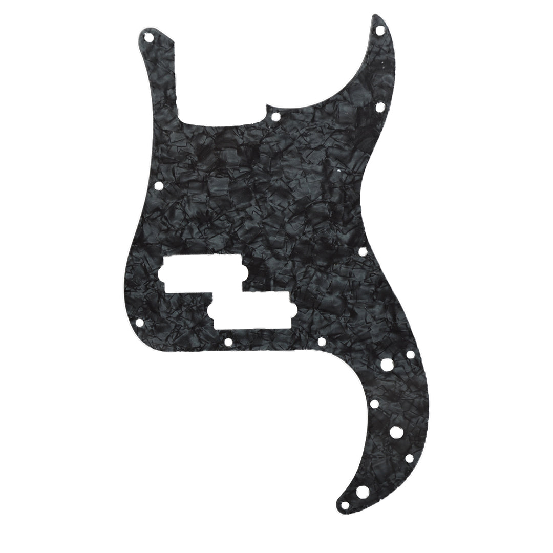 p bass pickguard front view dark black pearloid