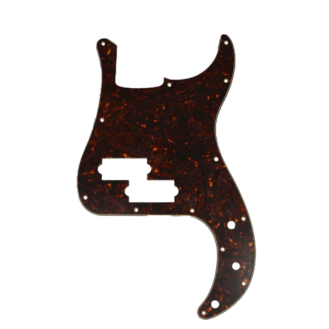 p bass pickguard front view red tortoise