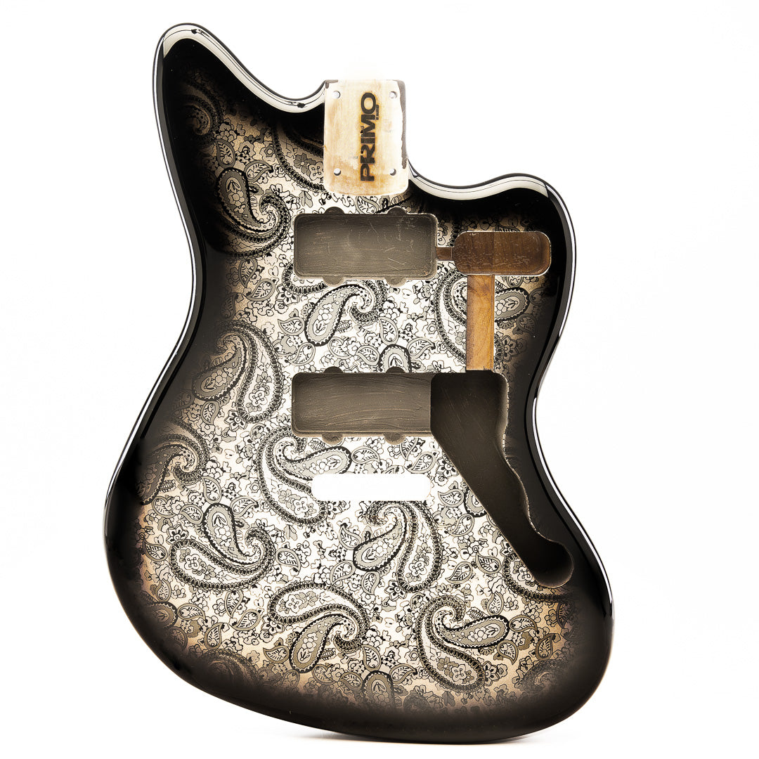 primo black paisley jazzmaster body front view