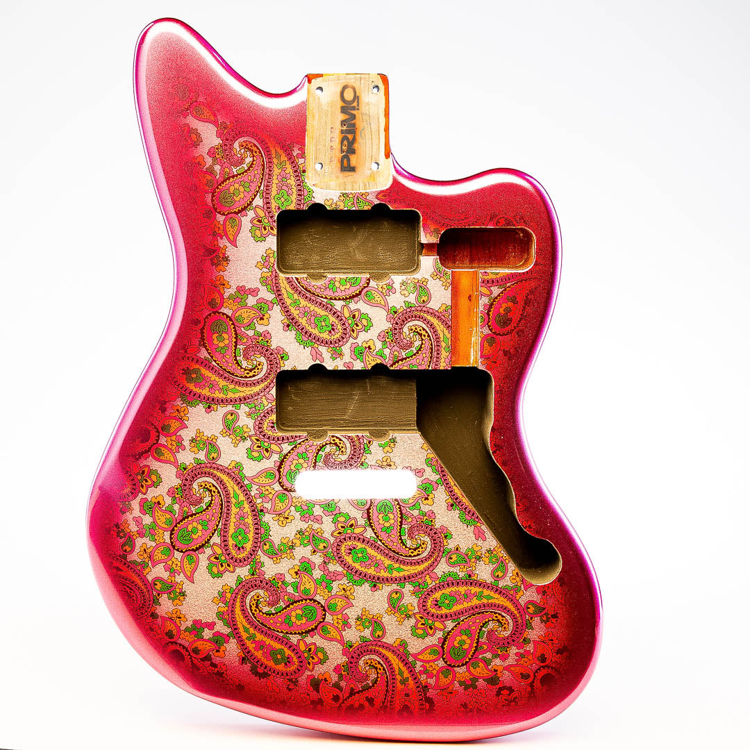 primo pink paisley jazzmaster body front view