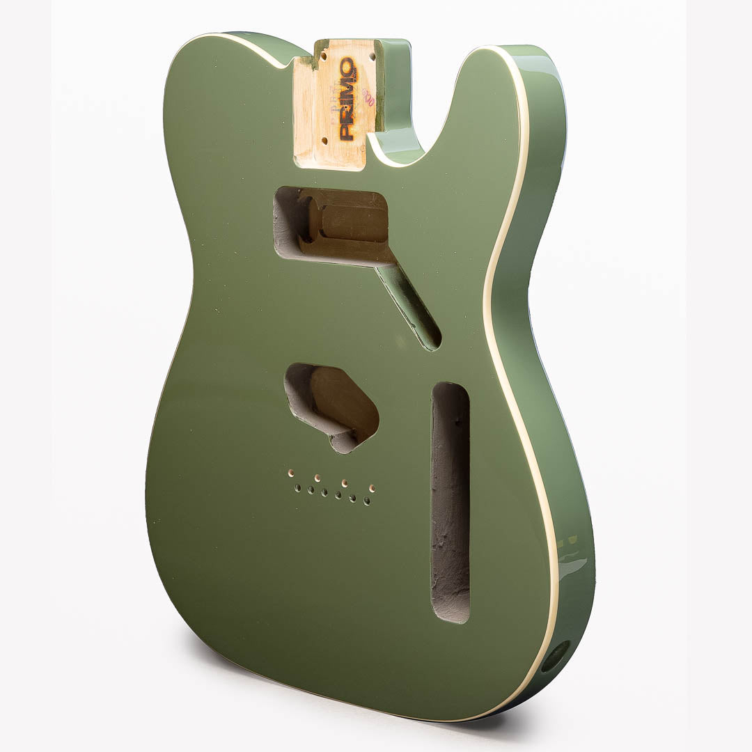 primo burnt sage tele body with cream binding front angled view