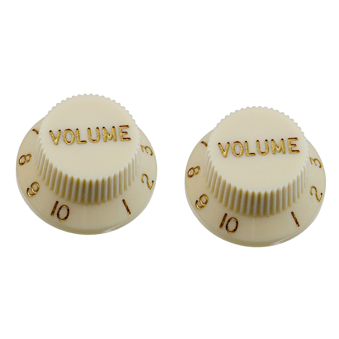two parchment colored volume knobs