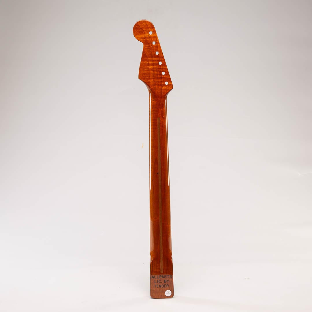 roast maple strat neck back view