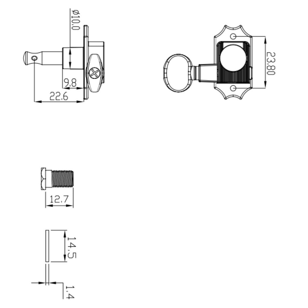 true tune vin mod 3x3 keys w/ oval button line drawing