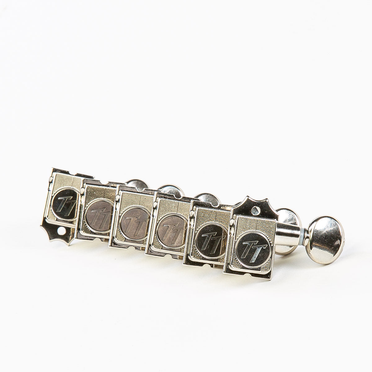 true tune 6 in-line staggered post keys w/ oval button set view nickel
