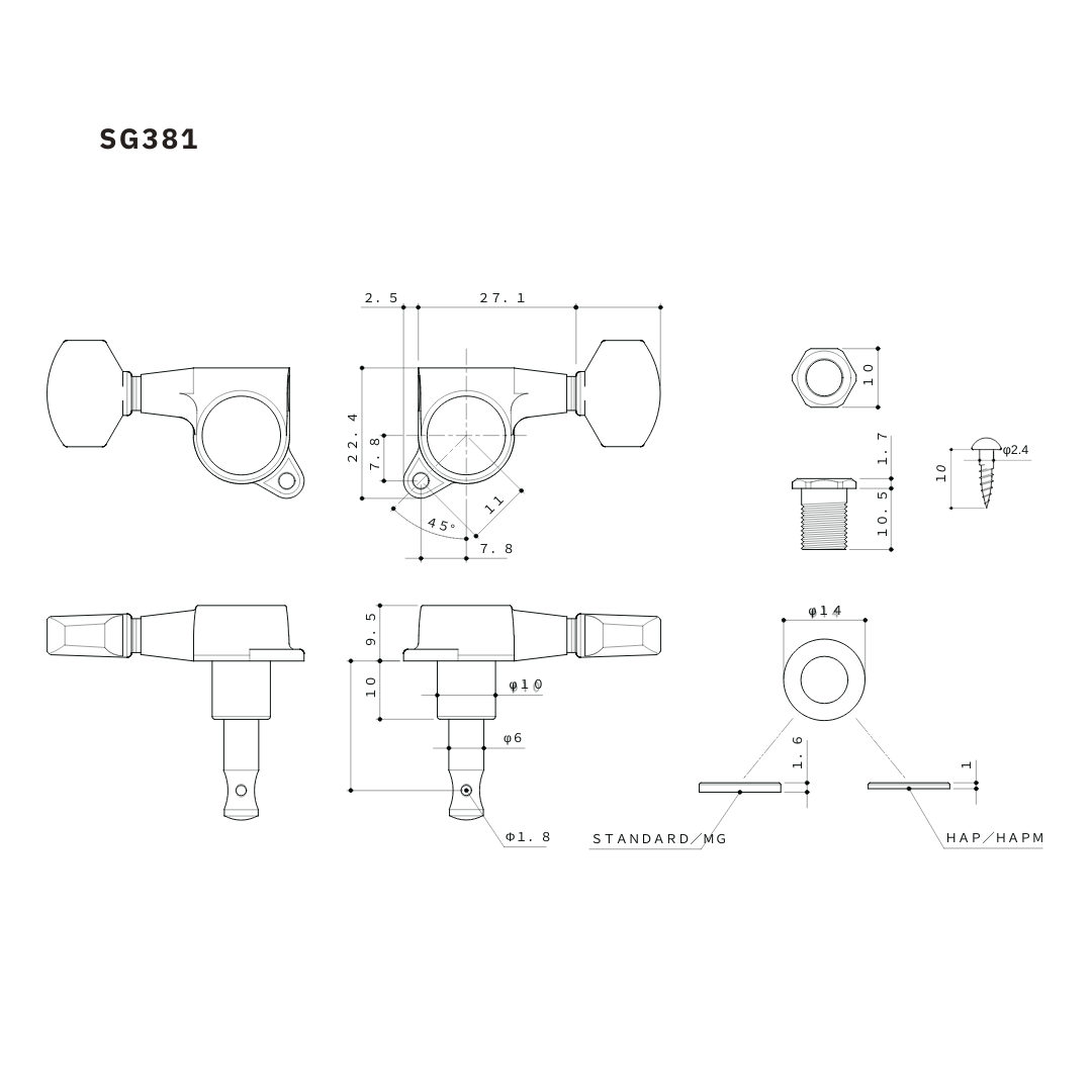TK-0768 Gotoh SG381-MGT Locking Mini 6-in-line Keys