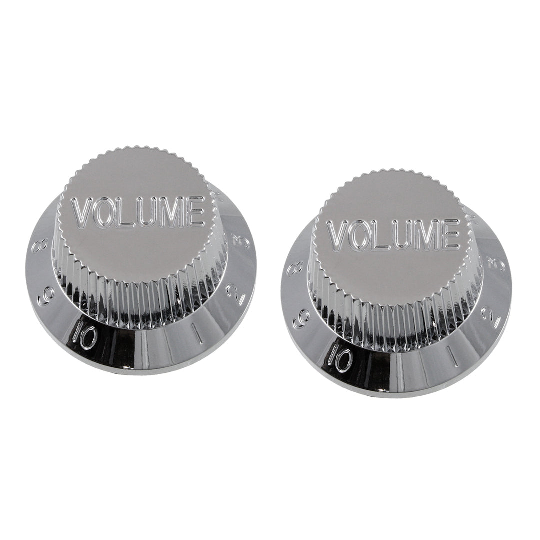 two chrome colored volume knobs