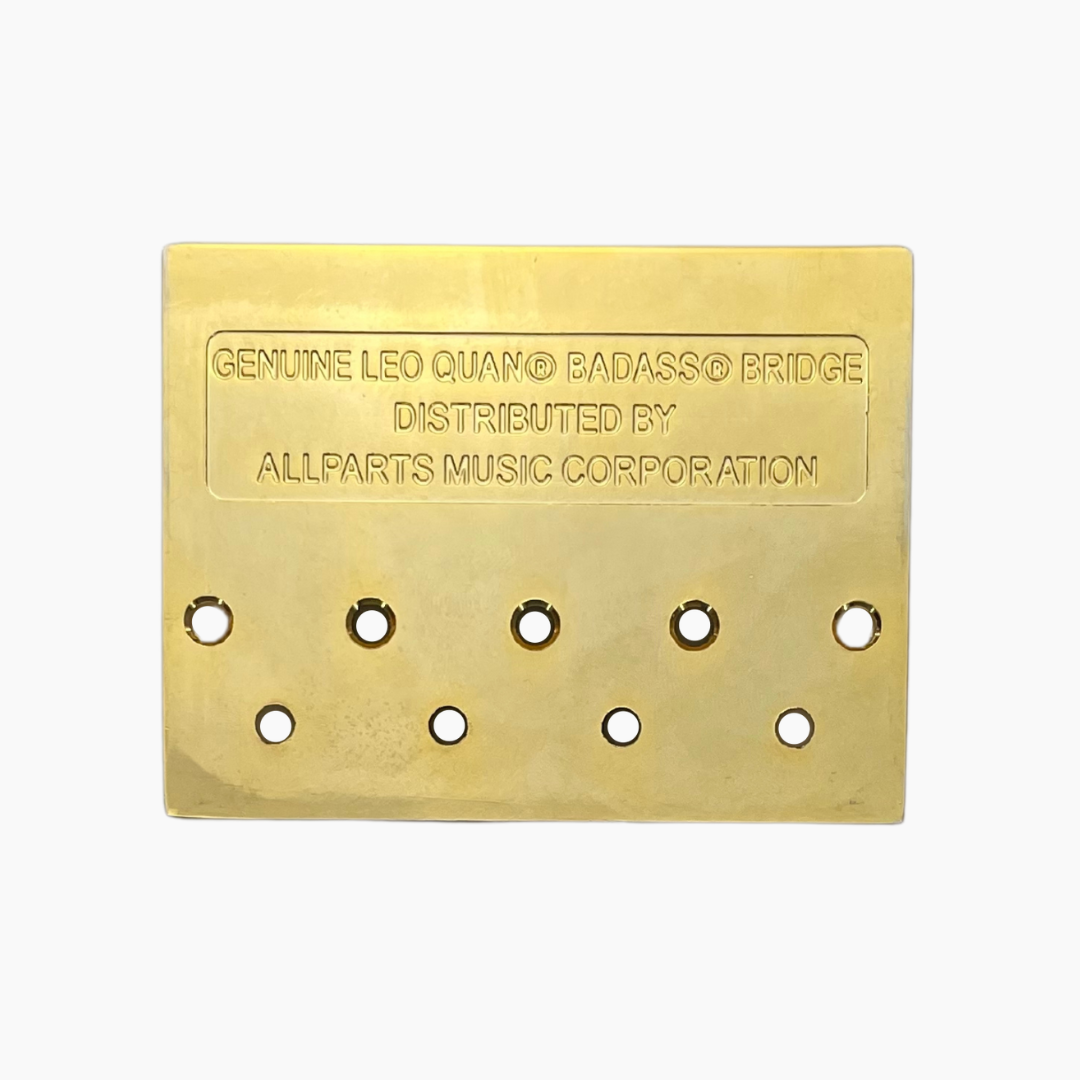 gold back side view of 4-string bass bridge