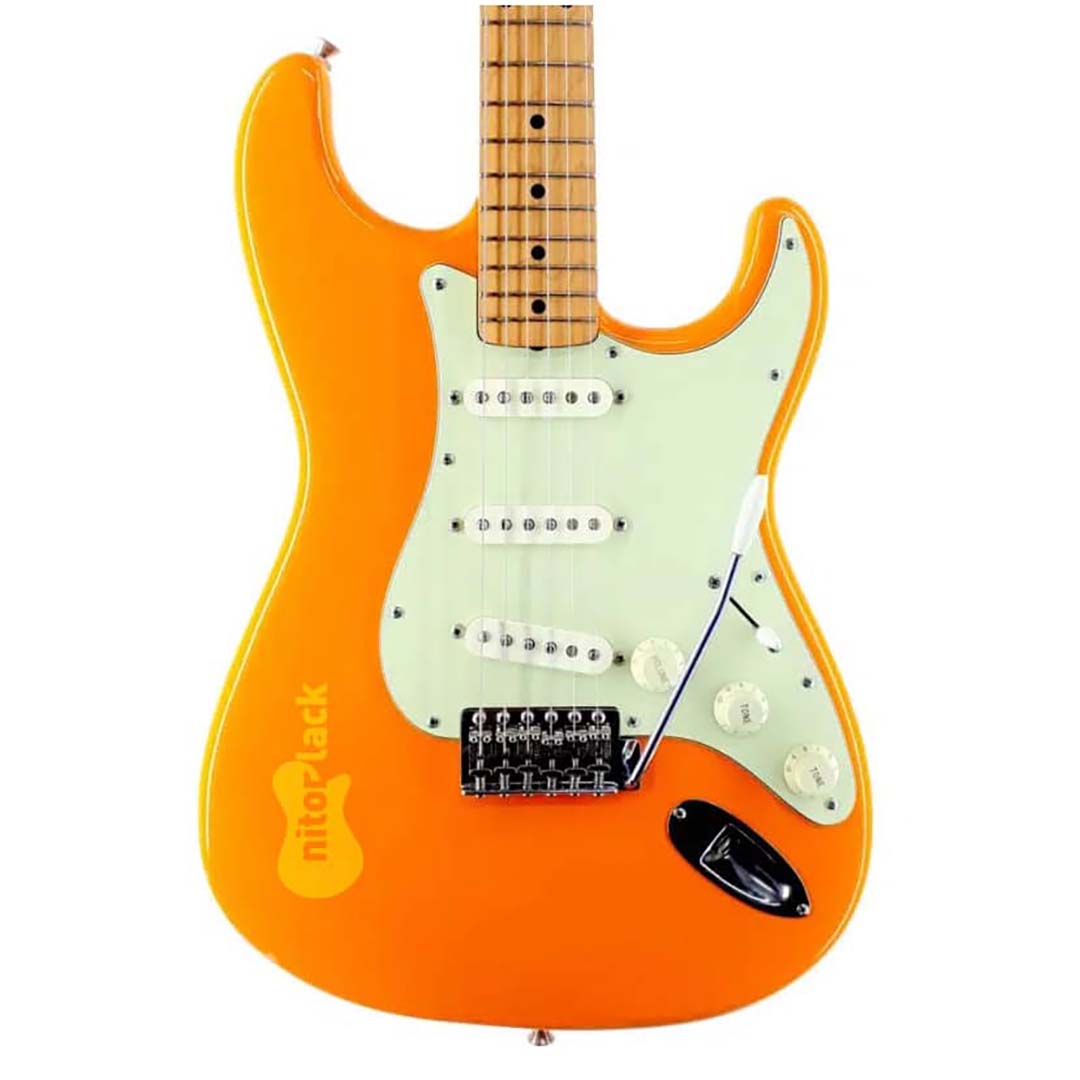 Orange Capri painted guitar