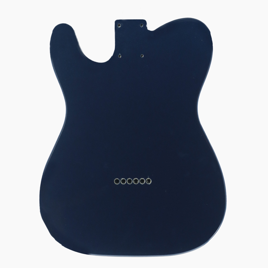 back view of telecaster dark blue metallic guitar 