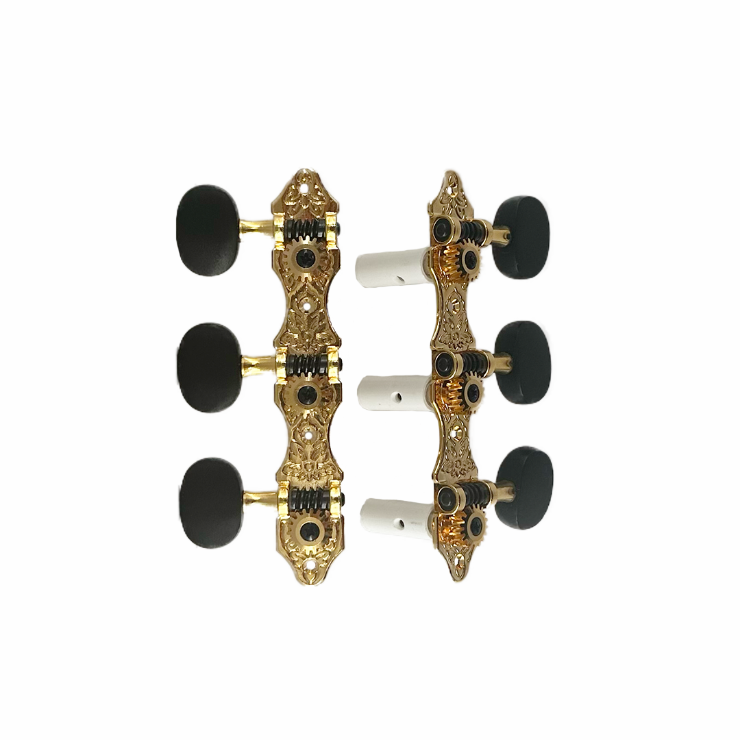 TK-7942-0E2 Gold-Ebony Classical Hauser Style Tuner Set- set of 2 pcs