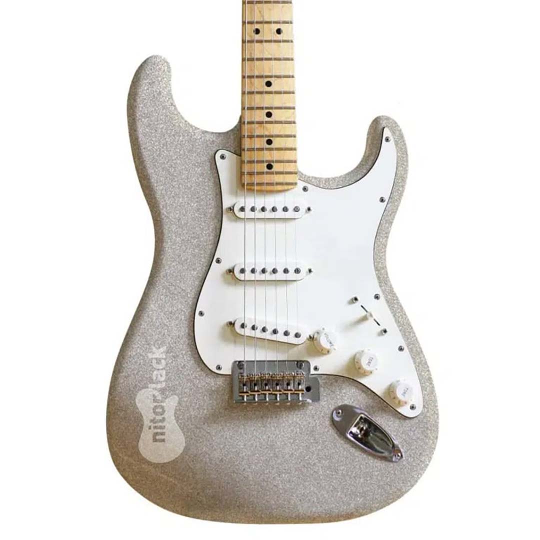 Silver Sparkle painted guitar