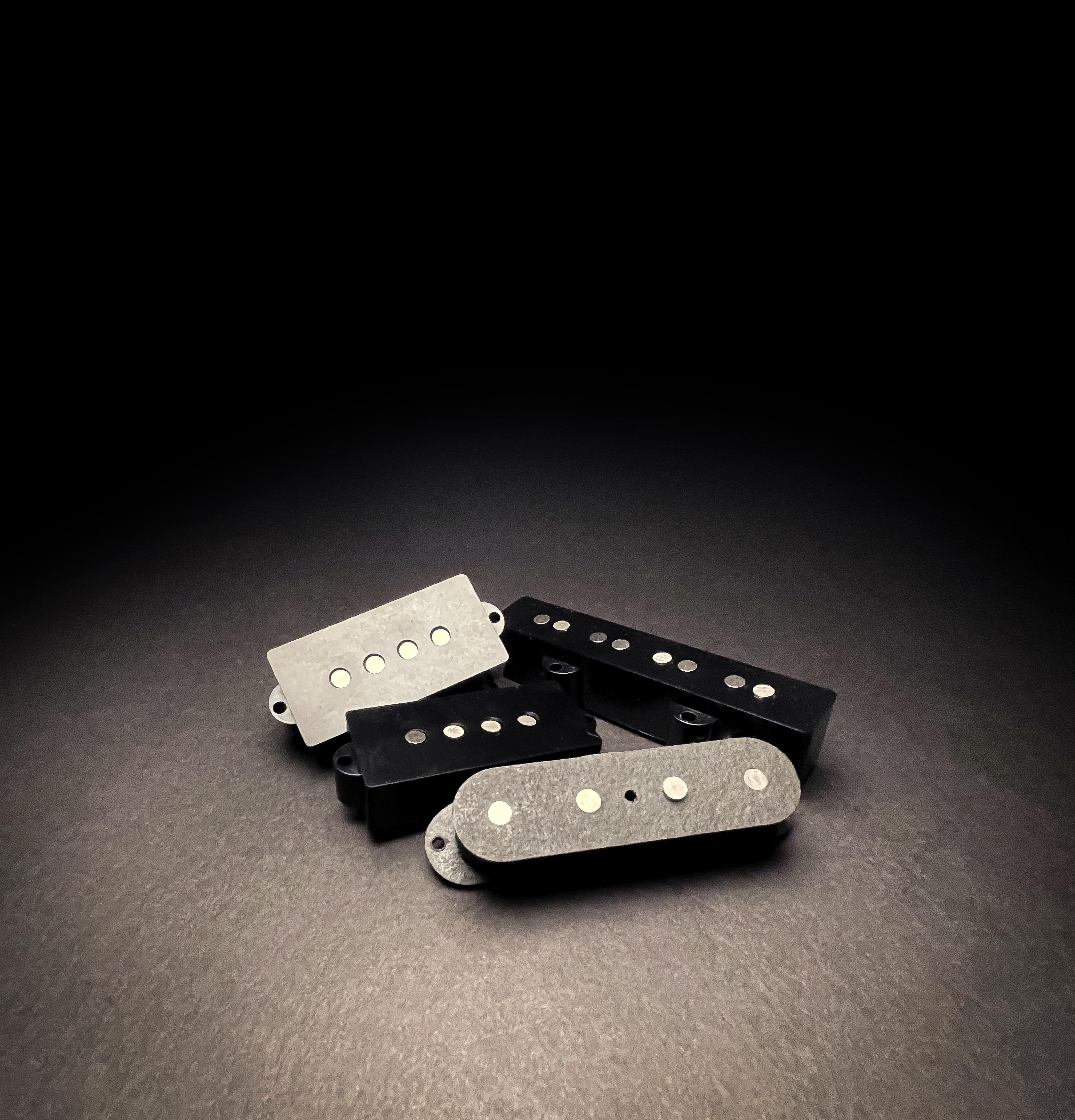 3 bass pickups compiled front angled view