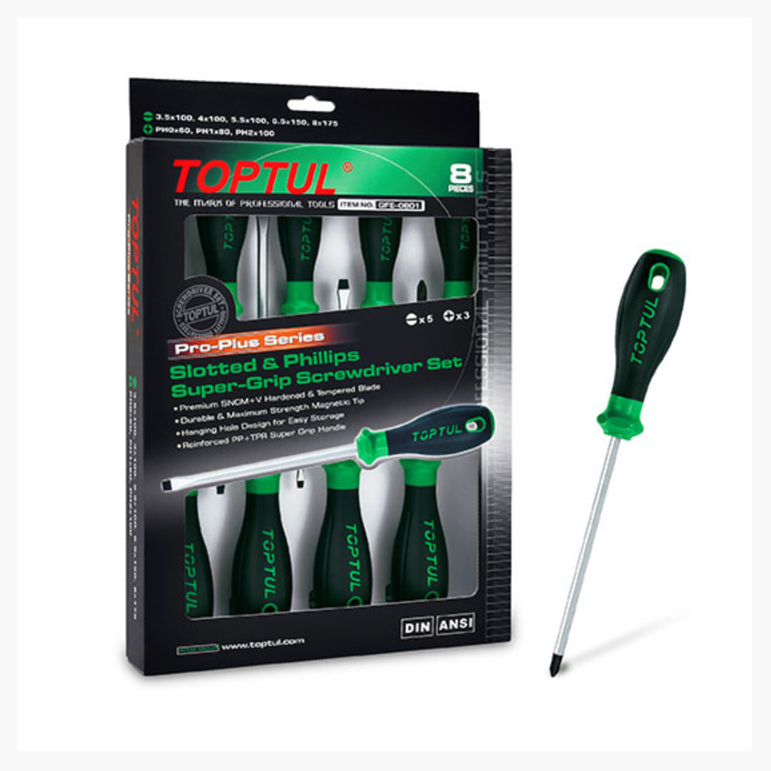 TOPTUL 8 piece Pro-Series Screwdriver Set — Allparts Music