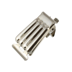 Clamshell banjo tailpiece from above