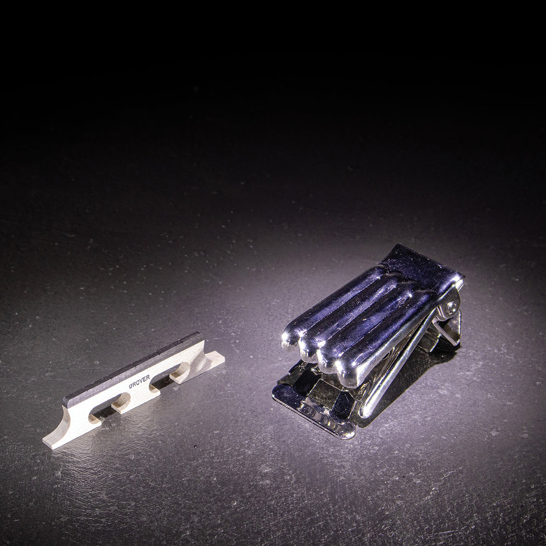 5/8 inch banjo bridge with tailpiece angled views