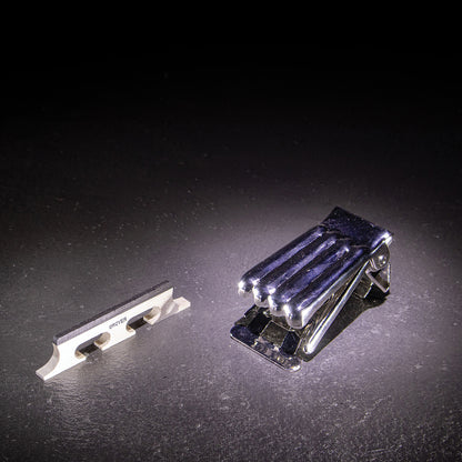 5/8 inch banjo bridge with tailpiece angled views