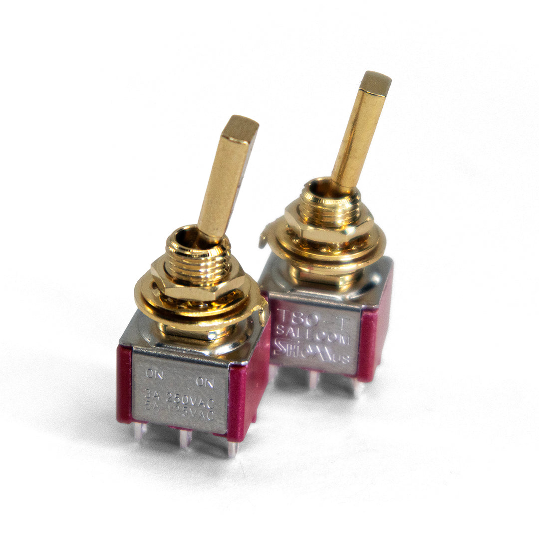 on on mini switch side by side view, gold