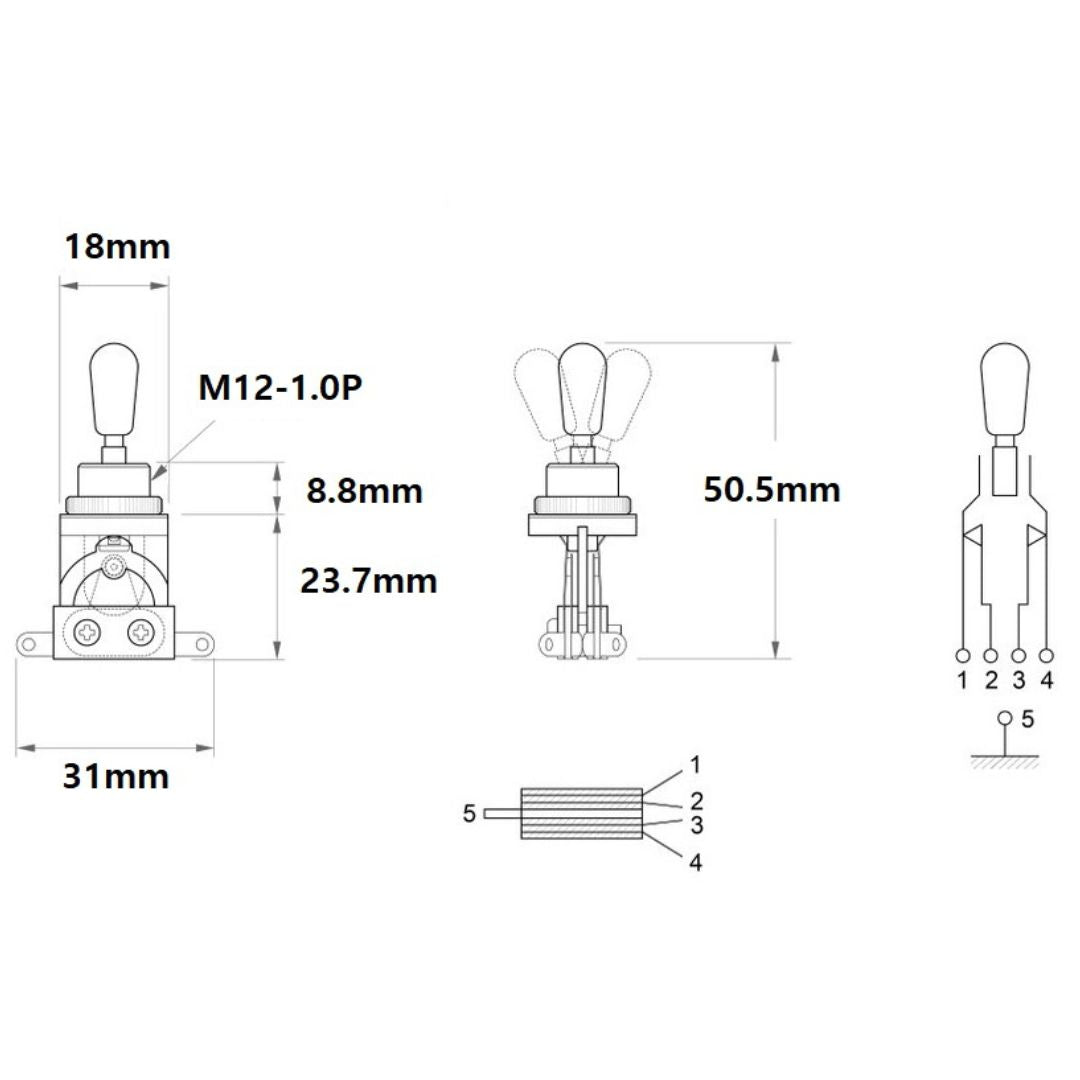 short 3 way toggle switch line drawing