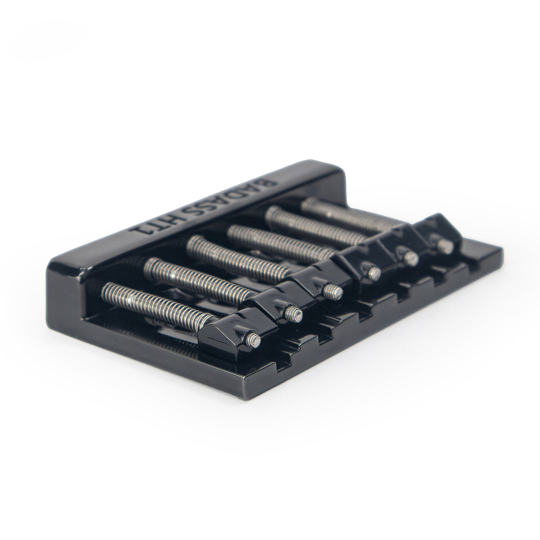 Badass HT1 guitar bridge angled flat view black finish