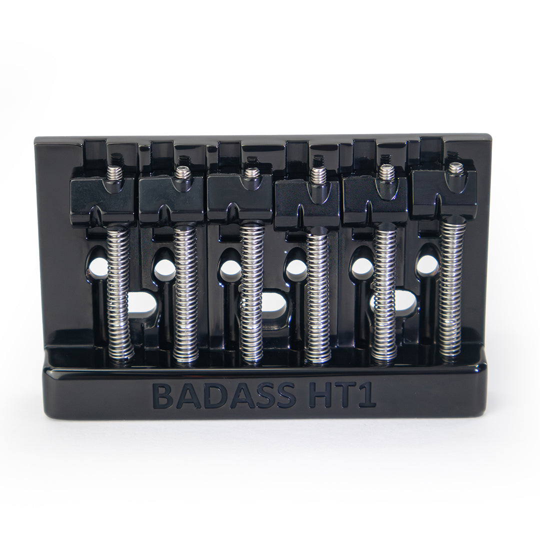Badass HT1 guitar bridge front view black finish
