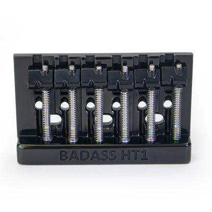 Badass HT1 guitar bridge front view black finish