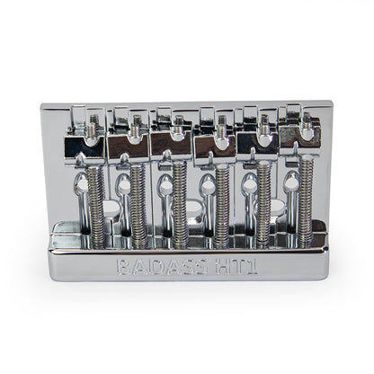 Badass HT1 guitar bridge front view chrome finish