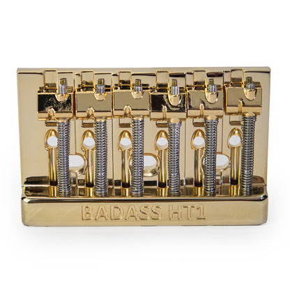 Badass HT1 guitar bridge front view gold finish