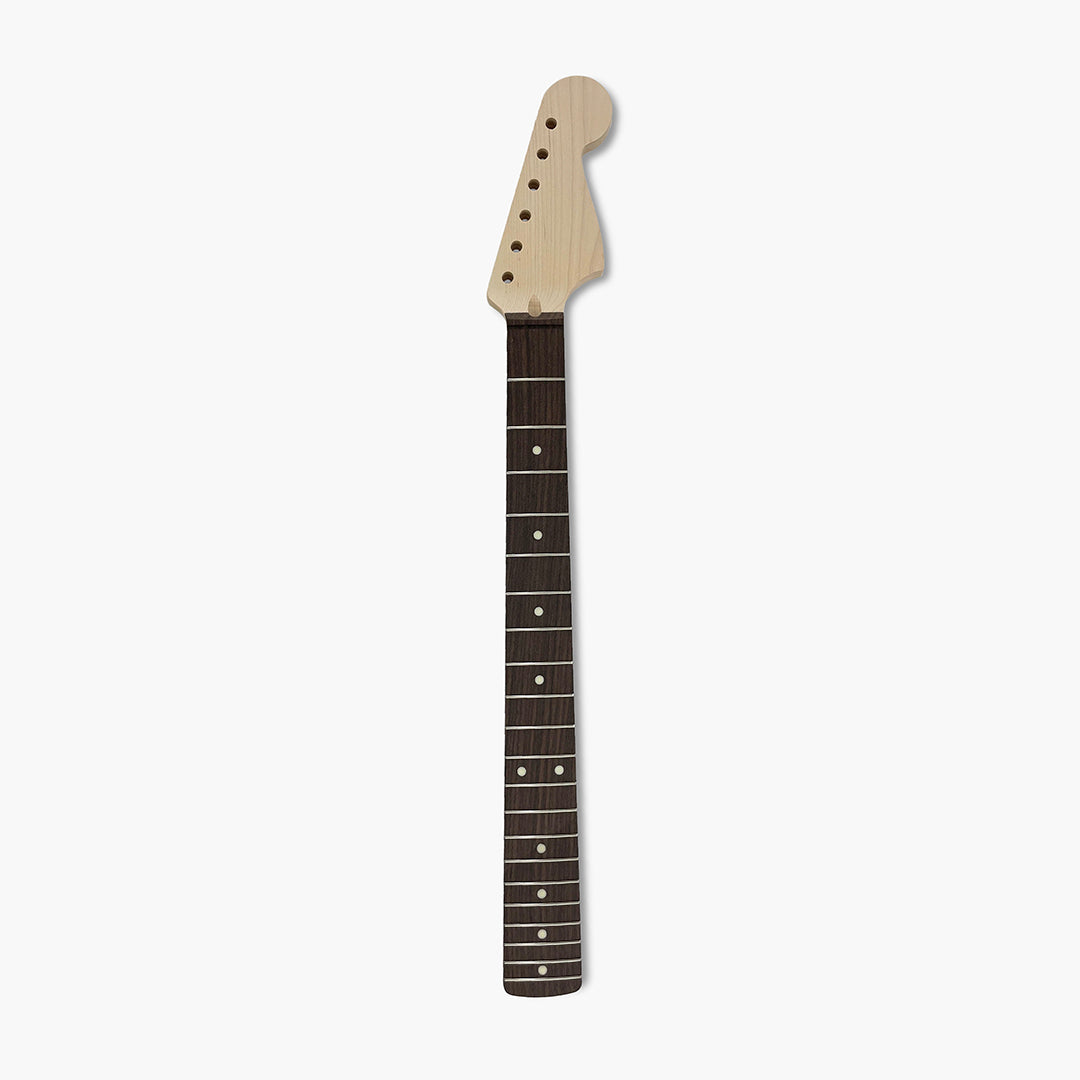 guitar neck with white fret markings