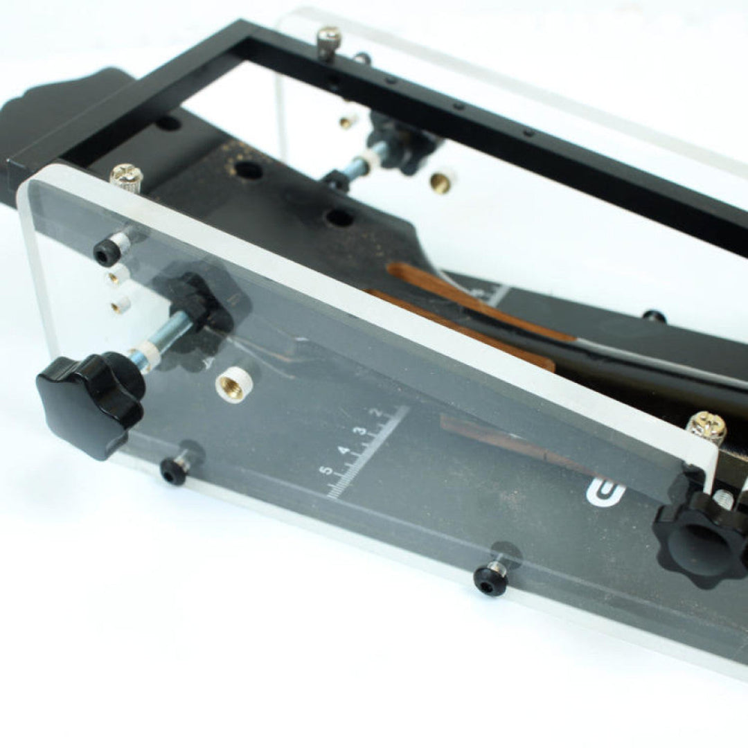 spline jig with guitar neck side angled view