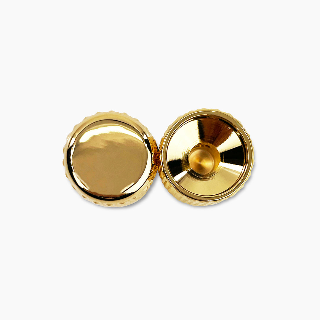 heavy knurl knob set top and bottom view gold