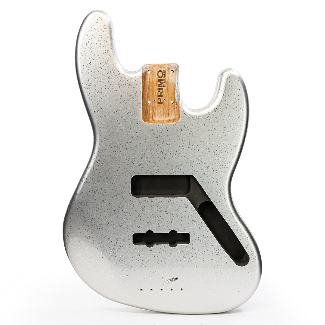 PRiMO Replacement Jazz Bass Body - Silver Sparkle - Front