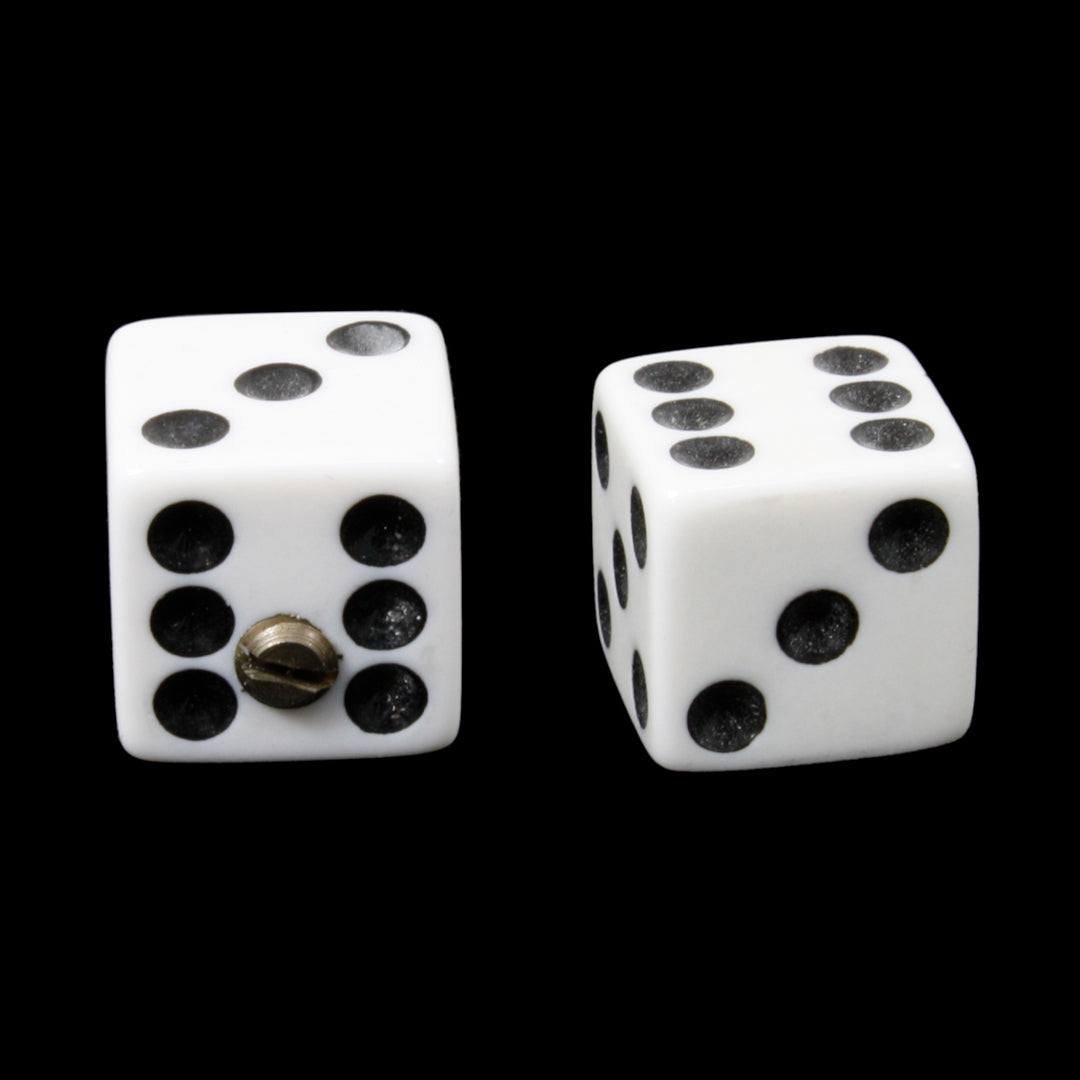 2 white dice knobs