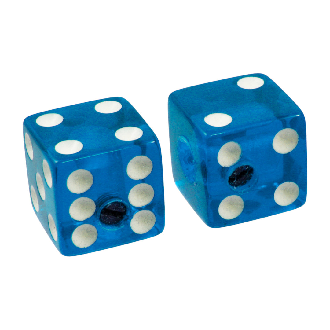 2 blue dice transparent knobs