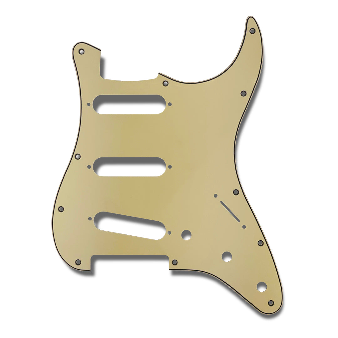 Set Pickguard Guitare Style Strat SSS – Plaque Pickguard, Plaque Arrière, Capots Micro 52 Mm, Boutons 2T1V | Perle Vieillie, 3 Plis - 11