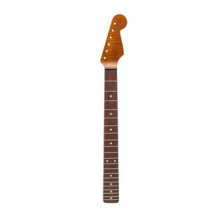 roasted flame maple strat neck with rosewood fretboard front view