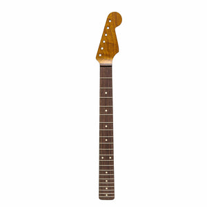 roasted maple strat neck with rosewood fretboard front view