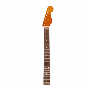 roasted quartersawn maple strat neck with rosewood fretboard front view