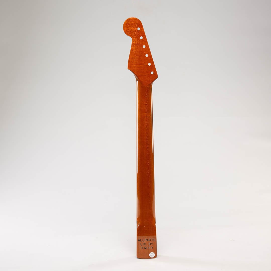 roasted quartersawn maple strat neck with rosewood fretboard back view
