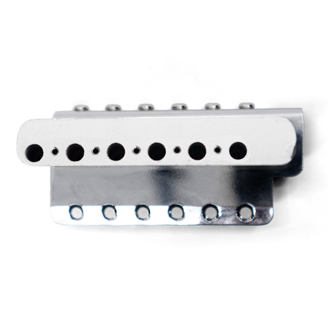 goldo strat trem with steel block under-side view chrome