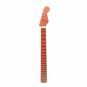 roasted flame maple strat neck front view