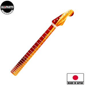 ap select padauk strat neck front angled view with badges